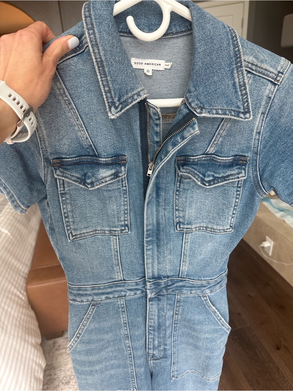 Good American denim military bodycon Jumpsuit